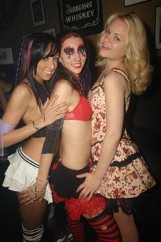 Clown girls Andrea, Dayna and Alisa at the Chaos party