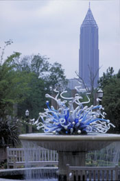 Chihuly glass in the fountain